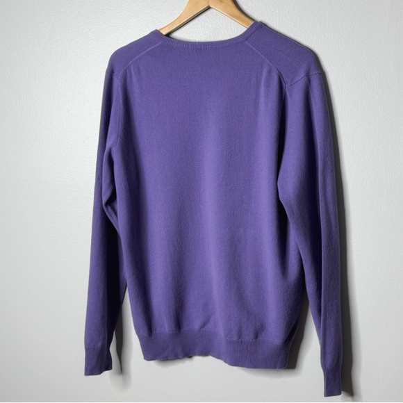 Ralph Lauren Cashmere Sweater V- Neck Purple Banded Bottom Size Large - Picture 7 of 14